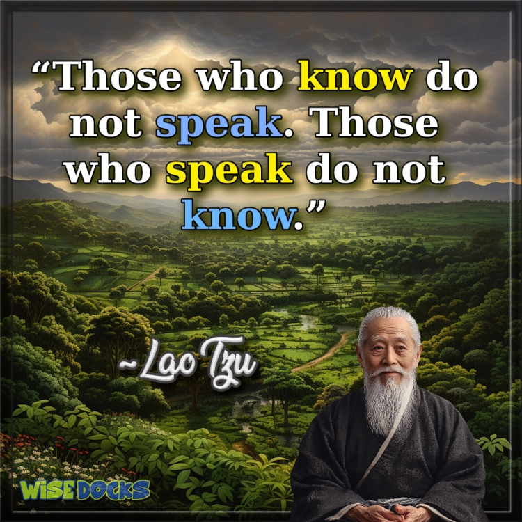 Lao Tzu Those who know do not speak. Those who speak do not know.