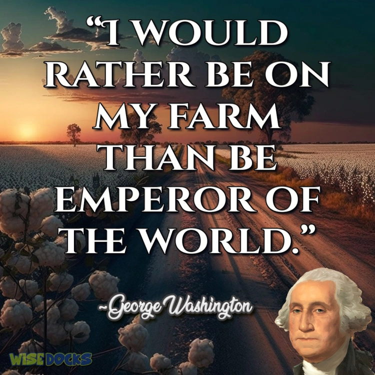 George Washington I would rather be on my farm than be emperor of the world. 