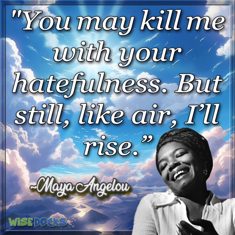 Maya Angelou you may kill me with your hatefulness but still like air I will rise.