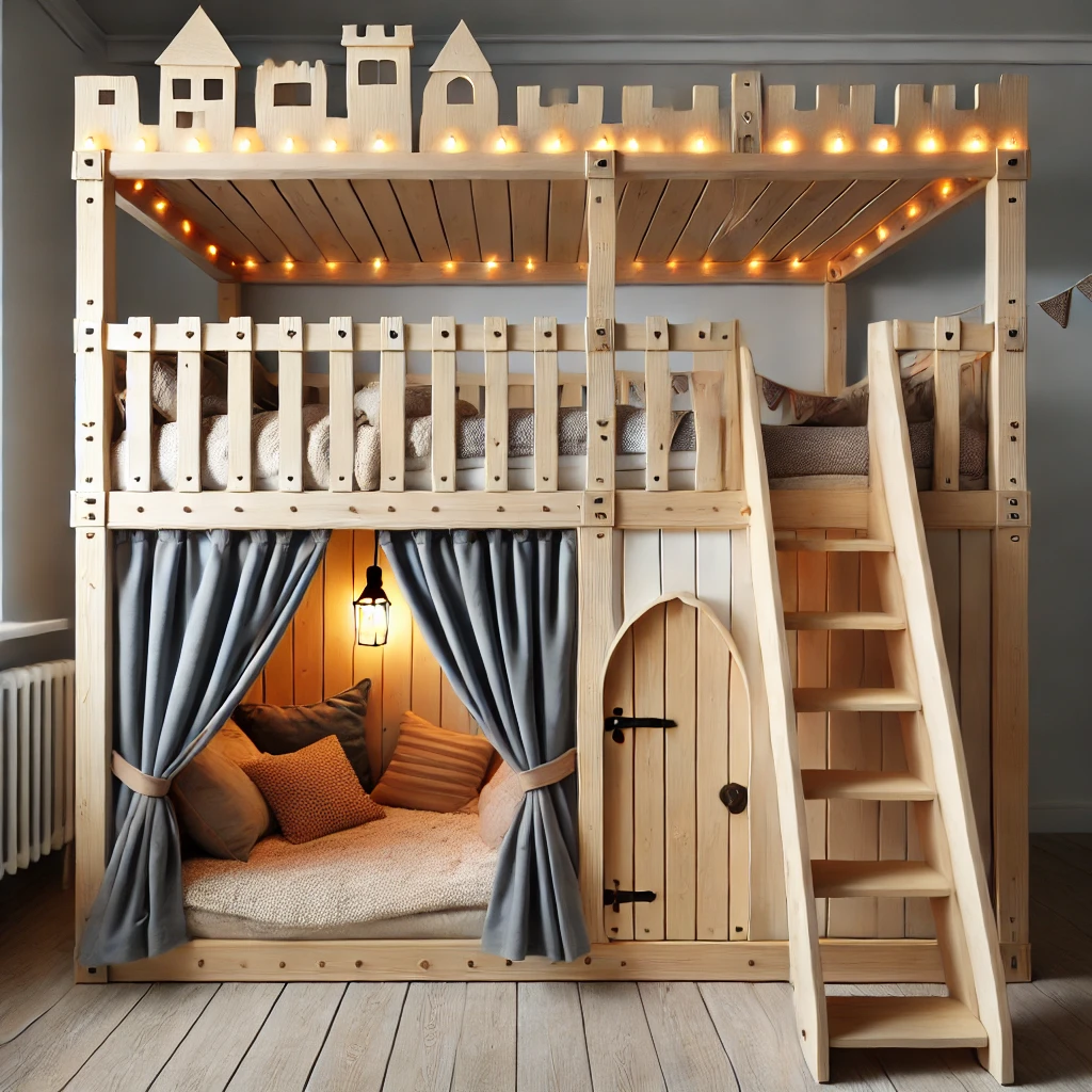 DIY Bunk Bed with Built-In Fort and Slide