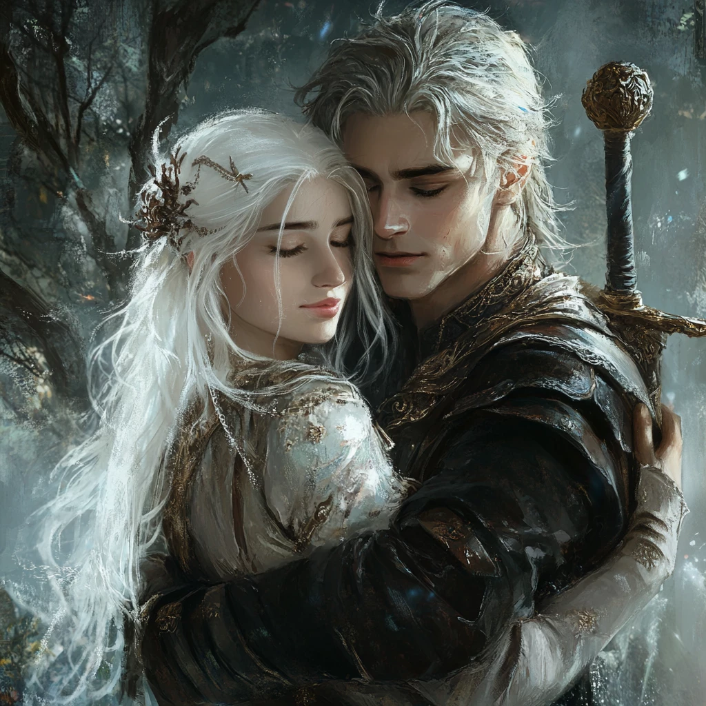 Silver Haired Lovers Share An Embrace