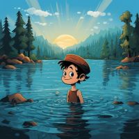 Download, Vote, or share: Boy in a lake