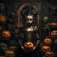 Download, Vote, or share: Goth Kid With Pumpkins