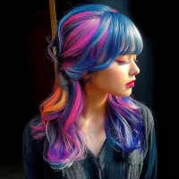 Download, Vote, or share: Vibrant Rainbow Fantasy Hair