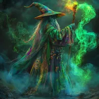 Psychedelic Wizard Casting A Spell Of Chill