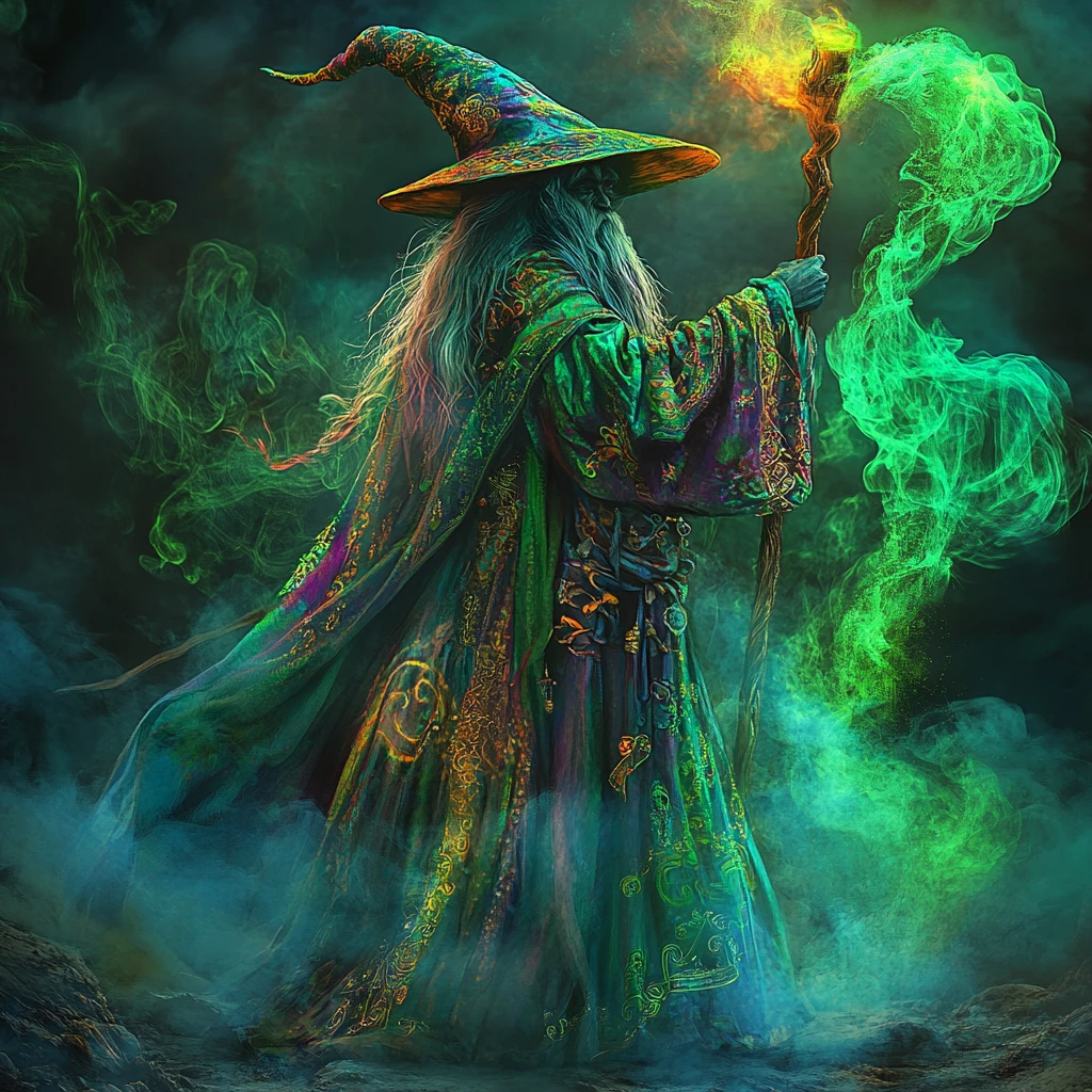 Psychedelic Wizard Casting A Spell Of Chill