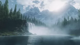 A Stunning Waterfall In The Mountains